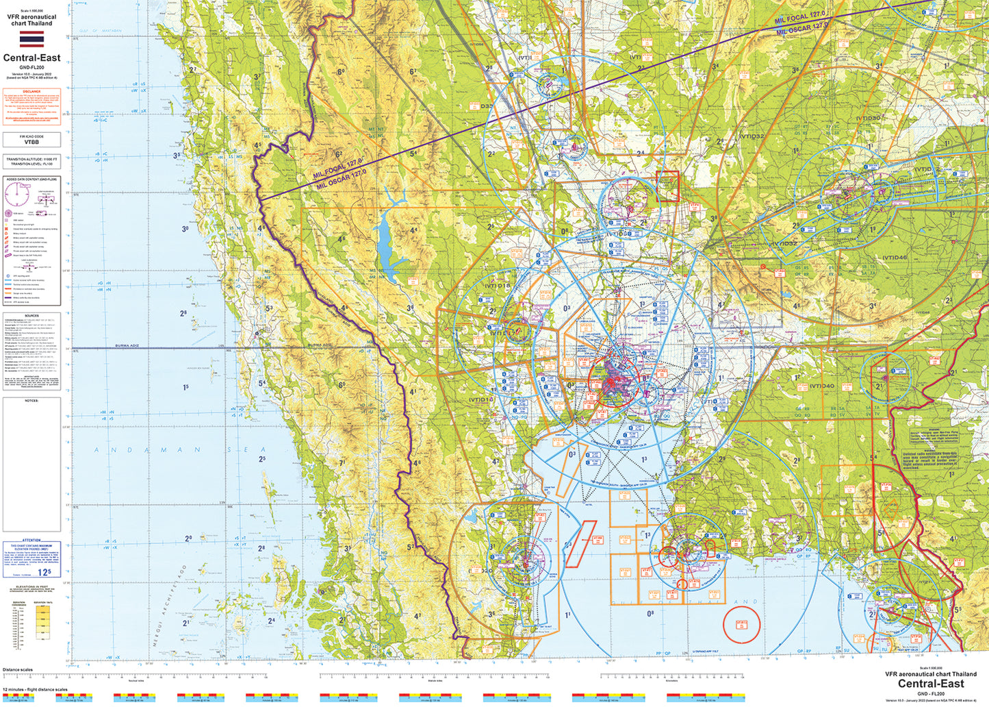 Set 6 VFR Charts (Thailand) (1:500.000)